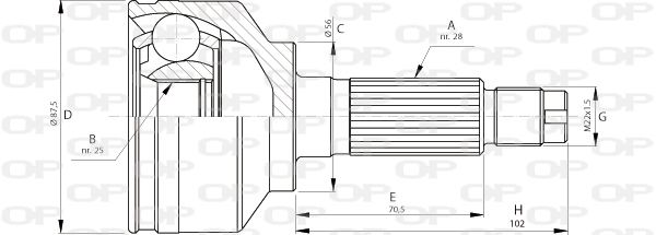 OPEN PARTS Šarnīru komplekts, Piedziņas vārpsta CVJ5714.10